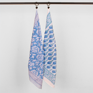 Blue Floral Cotton Bandana Face Cover 21x21 Inch <b>Square</b> <b>Scarf</b> Pocket <b>Square</b> Casual Spring Summer Breathable Hand Drawn Pattern - Product Image 1