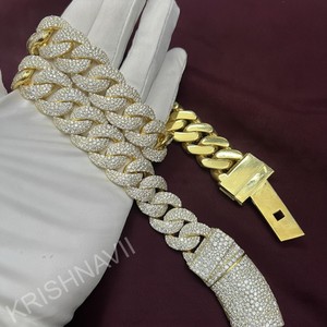 Exquisita Cadena Cubana Miami de Oro Amarillo de 14K con Moissanita de Corte Brillante de 23MM, Joyería de Lujo Iced Hip Hop para Hombre y Mujer, Certificación IGI - Product Image 5