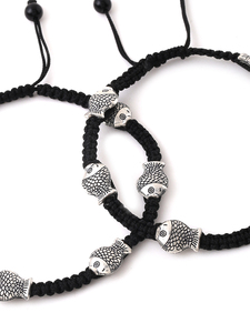 สร้อยข้อเท้าผู้หญิงลายปลา ปรับขนาดได้ เชือกสีดำ สไตล์โบโฮ - Product Image 3