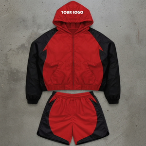 Summer <b>Wind</b> <b>Breaker</b> Plus Size Quick Dry 2 Piece Custom Street Wear Polyester Tracksuit Windbreaker Jacket Hoodie Shorts Sets Man - Product Image 3