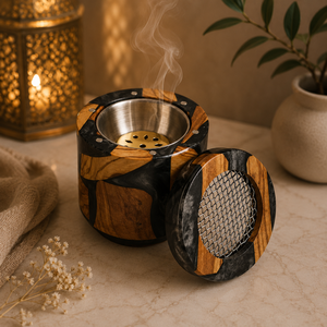 Decorative Luxury Bakhoor Burner Resin Wood Incense Holder Custom Arabic Oud Burner Pot Ramadan <b>Eid</b> <b>Gift</b> For Home Fragrance - Product Image 1