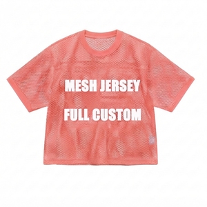 Custom Streetwear Vintage Oversize Fashion Short Women Football Shirt Boxy <b>Mesh</b> Cropped American Football Jersey - Product Image 1