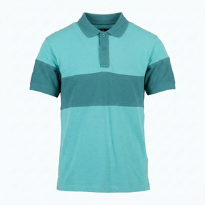 Men's Short Sleeve Color Blocked <b>Polo</b> <b>Shirt</b> Oxford Fabric Casual Style Regular Length Teal Blue - Product Image 1