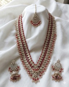 Parure de mariée indienne de luxe faite à la main, collier long à deux couches RaniHaar en zircon et Kundan plaqué or antique, ethnique, pour femme, idéal pour les fêtes - Product Image 4