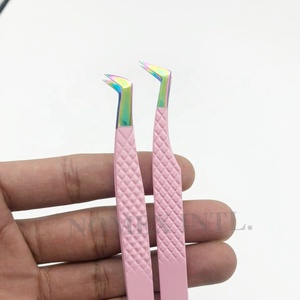 Pince à épiler Volume russe en multi-points rose poudre enduite pince à cils ensemble diamant poignée acier inoxydable durable - Product Image 3