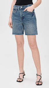 Shorts de Mezclilla Casuales de Cintura Media, Rectos, Lavados, Elásticos, con Agujeros, de Alta Calidad, Nueva Colección de Verano para Mujer - Product Image 2