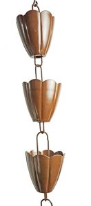 Chaîne de pluie en cuivre pour la décoration du jardin ou de la maison, décoration de jardin, cuivre poli et décoratif pour gouttière, chaîne de pluie décorative - Product Image 3