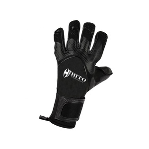Custom Design Black Neoprene German Latex Emboss Soccer Goalkeeper Gloves 4mm German Latex Sillicon inject Negative Cut - Product Image 2