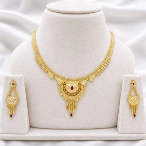 Imitation 18K Gold Plated Brass Women's Necklace <b>Set</b> Engagement Anniversary Wedding Party Jewelry Earrings Micro Insert Trendy - Product Image 1