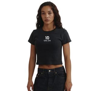 Camiseta Corta para Mujer en Color Negro, Algodón Suave, Corte Ajustado, Manga Corta, Estilo Casual, Básica - Product Image 1