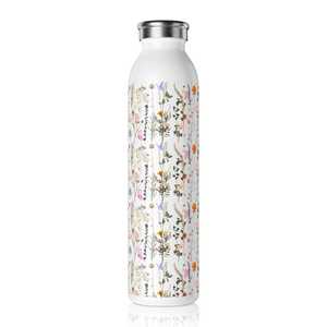 Botella de agua de acero inoxidable con diseño floral, portátil, para viaje, con tapa, estilo clásico. - Product Image 5