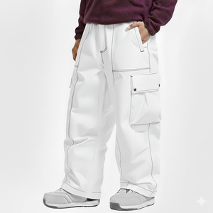 Custom Unisex <b>Baggy</b> Streetwear Cargo <b>Trousers</b> Windproof Plus Size Hip Hop Ski Pants for Winter Season Wide Leg Loose Hip - Product Image 4