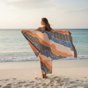 Paréo de plage en batik fait main de qualité supérieure, léger, respirant, en coton, écharpe polyvalente, couverture d'été, tenue de villégiature, style bohème - Product Image 1