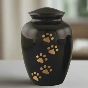 Black Metal <b>Pet</b> Urn Cremation <b>Keepsake</b> Urn Paw Print <b>Ashes</b> Memorial Container European Style - Product Image 6