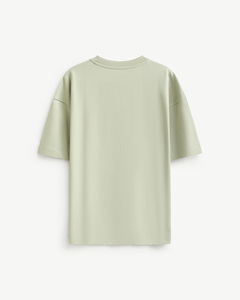 T-shirt décontracté uni à manches courtes pour homme, écologique, respirant, coupe oversize, infroissable, 100 % coton, avec logo frontal, Routine - Product Image 2