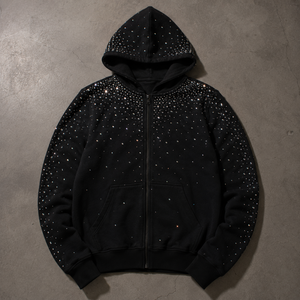 Sudadera con Capucha de Punto para Hombre, Color Sólido con Pedrería, Estilo Casual, Bolsillo Frontal, Tejido de Algodón y Poliéster Antipilling, Temporada de Primavera - Product Image 1