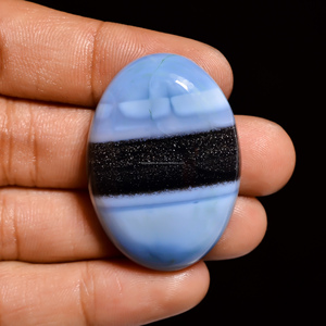 Cabujón de ópalo azul Owhyee Natural de alta calidad, bonita piedra preciosa suelta para hacer joyas, forma ovalada a la venta - Product Image 1