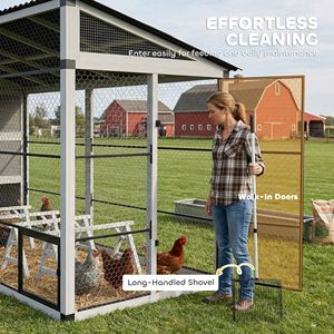 Grande Pollaio da Esterno con Recinto, Nido, Tetto Impermeabile e Posatoi per 10-15 Galline - Nuovo, Gabbie per Animali - Product Image 4