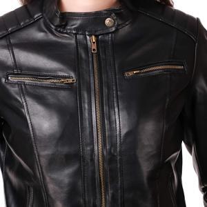 Women's Leather Biker Jacket Oversized Short Button Zip Long Sleeve <b>Stand</b> Collar Autumn Streetwear - Product Image 4