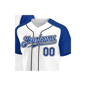Camiseta de béisbol de alta calidad, último diseño, precio de fábrica, impresión por sublimación Digital, tela transpirable, Color blanco y azul - Product Image 3