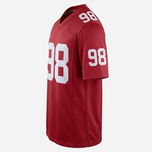 Man Women American Football Jersey Breathable Quick Dry Short <b>Black</b> <b>White</b> <b>Stripe</b> V-Neck Mesh Training Shirt Gridiron Teamwear - Product Image 4