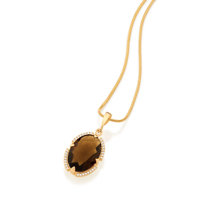 18K Gold Plated Oval Cubic Zirconia Pendant Necklace Women's Classic <b>Snake</b> Chain Everyday Wearing Jewelry - Product Image 3