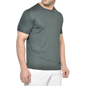 Camiseta de Manga Corta para Hombre, Color Gris Oscuro, Cuello Redondo, Corte Ajustado, Secado Rápido, Tejido de Poliéster, Estilo Casual, Color Sólido - Product Image 5