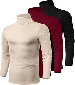 เสื้อสเวตเตอร์คอเต่าทรงสลิมฟิตสำหรับผู้ชาย ถักนิตติ้งสีพื้น แขนยาว สวมใส่สบายๆ สำหรับฤดูใบไม้ร่วง - Product Image 3