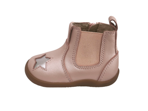 Bottes Chelsea pour bébé unisexe roses en cuir véritable avec fermeture éclair, soutien de la voûte plantaire, semelle en caoutchouc respirante, quatre saisons, 13-24 mois - Product Image 2