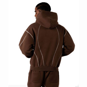 Chándal Deportivo Personalizado Unisex Negro con Capucha, Cierre Completo, Corte Holgado, Informal, para Otoño, con Bolsillos Laterales y Cintura con Cordón Ajustable, 100% - Product Image 6