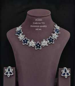 Collier floral en zircon cubique 12061, plaqué rhodium, collier statement fleuri, bijoux pour mariage, fête, femme - Product Image 6