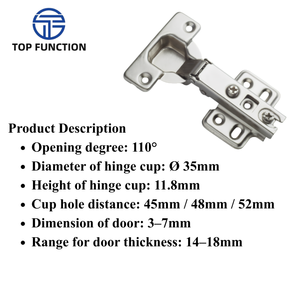 Bisagra Sólida de Acero Inoxidable de 35 mm para Puertas de Gabinetes sin Marco, Ángulo de Apertura de 90°, Operación Diaria Confiable, Supermercado - Product Image 2