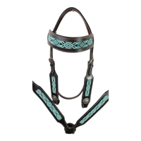 Manaal Enterprises Chaps Western en Cuir Véritable de Haute Qualité avec Incrustation Turquoise, Fermeture à Boucle Réglable, Poche Standard pour