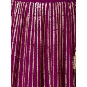 Grande tenue de fiançailles en georgette à paillettes violet foncé Lehenga Choli - Product Image 2