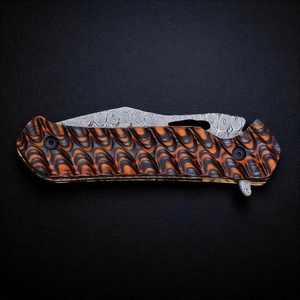 Cuchillo Plegable EDC de Acero de Damasco Hecho a Mano al por Mayor con Mango de Micarta para Supervivencia y Camping, OEM/ODM, Cuchillo Plegable de Caza Más Vendido - Product Image 4