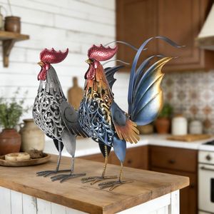 Estatua de Gallo de Hierro Forjado de 18 Pulgadas para Jardín, Decoración Exterior para Patio, Césped, Jardín Trasero, Granja, Amantes de las Gallinas, Arte Metálico para Jardín - Product Image 2