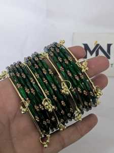 Conjuntos de brazaletes Kashmiri para niñas, estilo elegante, brazaletes Churiyan hechos a mano en India, joyería para mujer, modelo personalizado, artesanías de resina. - Product Image 6