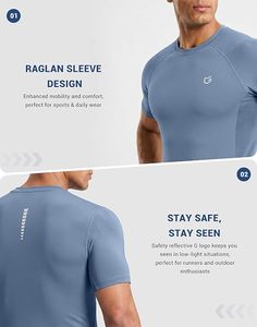 Camiseta de Compresión Protego para Hombre, para Gimnasio, Deportes, Aire Libre, con Estampado por Sublimación, Estilo Casual Elegante, Cuello en V, Manga Corta, Poliéster/Algodón, Verano - Product Image 3