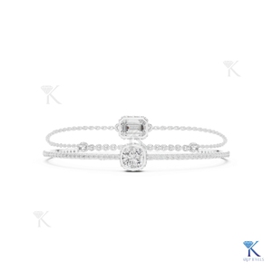 Lab Grown Diamond Dual Layer Tennis Chain <b>Bracelet</b> 14K 18K <b>Solid</b> Gold Fine Unisex Luxury Layered Jewelry Gift Party - Product Image 3