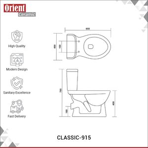 Inodoro de Dos Piezas de Cerámica Blanca de Diseño Moderno y Alta Calidad en Venta - Product Image 3