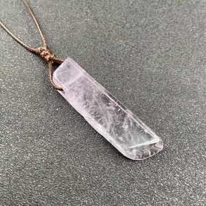 Natural Crystal Unshaped Pendant Necklace for Men and Boys-Twilight Amethyst with Adjustable <b>Rope</b> <b>Chain</b> - Product Image 2