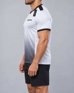 CLAW INTL เสื้อฟุตบอลชายคอวีแขนสั้นพิมพ์ลายเรขาคณิตโพลีเอสเตอร์ดูดซับความชื้นทรงแอธเลติกทุกฤดูกาล - Product Image 4