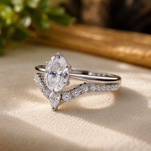 Anillo de Compromiso de Moissanita de Seis Puntas, Corte Ovalado Clásico, Anillo de Aniversario de Diamantes, Plata de Ley 925, Conjunto de Anillos de Boda - Product Image 4