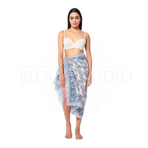 Great Price Hand Block Print Cotton <b>Sarong</b> Wrap for Women, Lightweight Bikini Cover-Up, Summer Beach & Resort Wear - Product Image 5