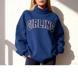 Sudadera Larga con Cuello Alto Personalizada para Mujer, Estilo Casual, Oversize, de Forro Polar, para Otoño, Venta al Por Mayor, OEM - Product Image 5