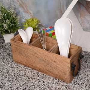 Porta Cubiertos Metálico Amarillo Vibrante con Asas Laterales, Organizador de Cubiertos con 2 Compartimentos para Cucharas y Tenedores, para Cocina - Product Image 6