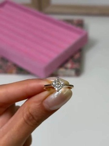 1.30 CT Asscher Cut Moissanite 925 <b>Silver</b> Engagement <b>Ring</b> in Yellow Gold Plated Minimalist <b>Solitaire</b> Promise <b>Ring</b> - Product Image 6