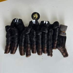 Extensions de cheveux humains vierges vietnamiens non-Remy, boucles rebondissantes, vente en gros d'usine, multi/donateur unique, double trame, tissage à la machine, toutes - Product Image 2