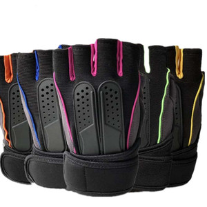 <b>Half</b> Finger Fitness Gloves Black Pink Neoprene Breathable Non <b>Slip</b> Adjustable Wrist Strap Gym Weight Lifting Unisex - Product Image 4