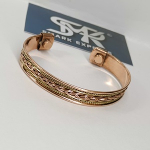Premium Metal Craft Magnetic Copper Cuff <b>Bangle</b> Braided Chain Design Adjustable Open Bracelet Lightweight Handmade - Product Image 5